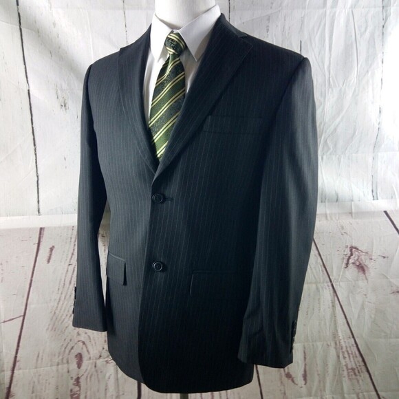 Haggar 1926 38R 2 Button Charcoal Striped Suit Blazer Jacket - Picture 6 of 11